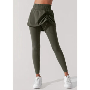 Olive Green Women's Skirted Bungee Leggings Popflex